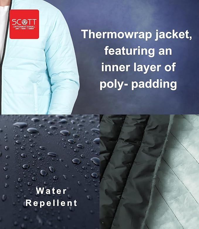 Image of Scott International Men's Padded Quilted Winter Jacket | Puffer Jacket | Padded Nylon Fabric | Full Sleeves | Front Zip Closure | Lightweight Casual Jacket | Travel & Outdoor Winter Wear