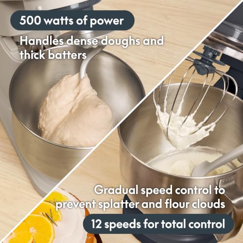 Image of bella STIR 5.3Qt Tilt-Head Stand Mixer, 12-Speed Countertop Mixer, Oatmilk