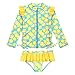 SwimZip Girls Long Sleeve Rash Guard Ruffle Swimsuit Set UPF 50+ - Lemons - 5T