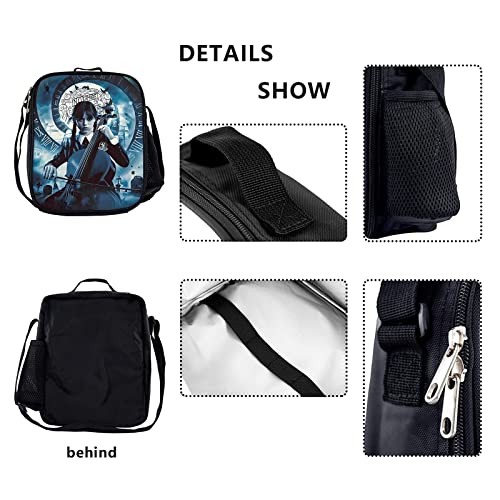 Dhrohtm Wednesday Backpack Set For Boys Girls Addams With Lunch Box Lunch Bag Pencil Case Pencil Bag 17 Inch Backpacks Schoolbag Black03 One Size #TOP1