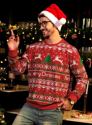 Arvilhill Mens Ugly Snowflake Xmas Sweatshirt Hilarious Adult Funny Sweater 3D Graphic Print Tacky Inappropriate Jumper M3