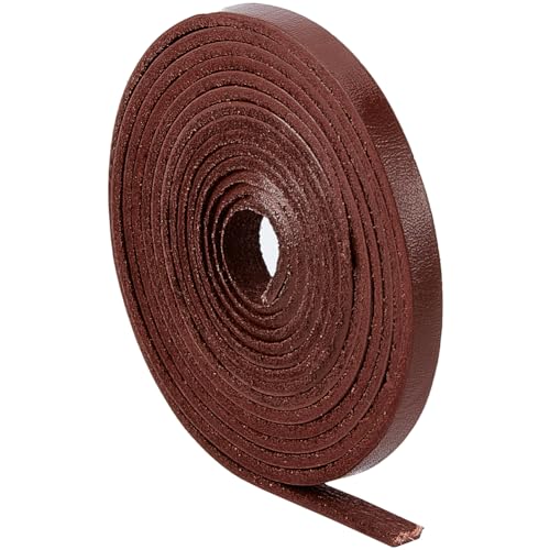 GORGECRAFT 6mm Cowhide Leather String 2m Long Flat Leather Cord 2mm Thick Full Grain Buffalo Leather Strips Strap Braiding Thread Rope for Bracelets Jewelry Making Boot Lace DIY Crafts