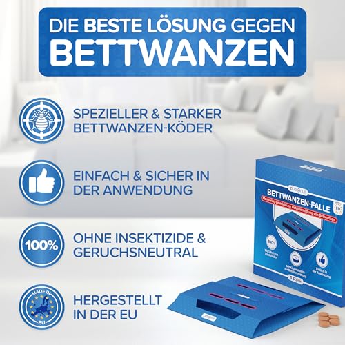 Bettwanzenfalle [5 Stück] Bettwanzenfalle zur Erkennung von Bettwanzenbefall - Überwachungszangenfalle im Set mit starken Lockmittel, Überwachungssystem hergestellt
