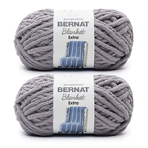 Image of Bernat Blanket Extra Vapor Gray Yarn - 2 Pack of 300g /10.5oz - Polyester - 7 Jumbo - 97 Yards - Knitting /Crochet