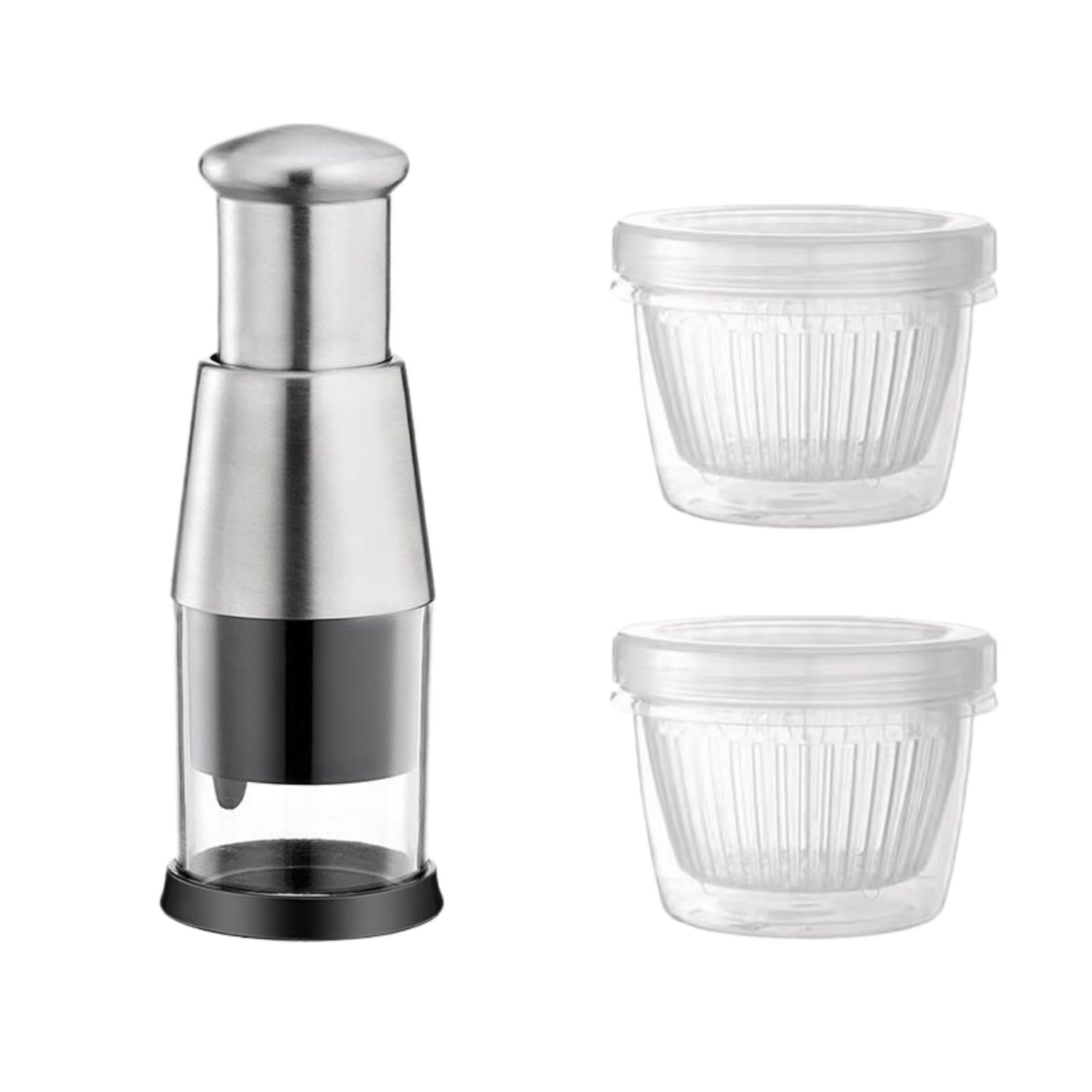 Hachoir à ail en inox 304 doté d'une lame ultra tranchante et deux boîtes hermétiques