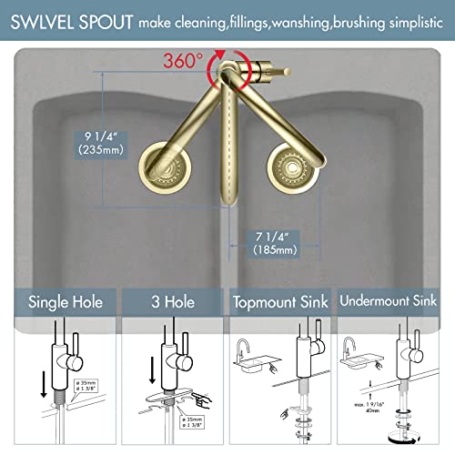 Gold Kitchen Sink Faucet With Pull Down Sprayer Ouen Brass Structure Single Handle Modern Kitchen Faucet With Stainless Steel Pull Out Sprayer 1 Or 3 Hole Mounted With Deckplate For Rv Laundry Sink #TOP7