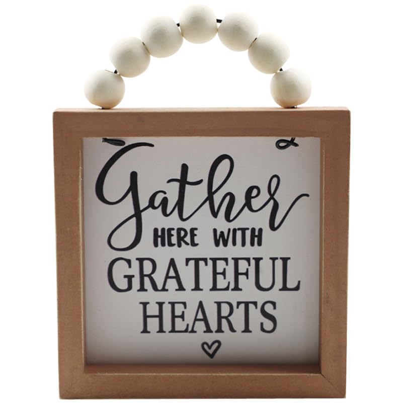 BESPORTBLE Wooden Frame Wall Decoration Hanging Rustic Farmhouse Style with Bead String for Living Room Kitchen Wall D Cor 5.7 X 4.5 X 0.6 Inch