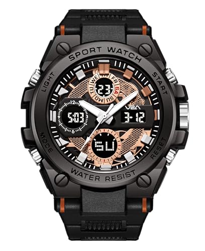 Image of V2A Stryke-TERRAX 5220 Analog-Digital Sports Watch for Men | Bold 3D Dial Design | 50M Waterproof Quartz Watch with Alarm, Stopwatch, Day-Date & Backlight | Rugged Everyday Performance
