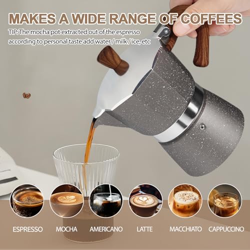 Image of Aluminum 3 Cup 150ml Moka Pot Express Coffee Maker Stovetop Espresso Colorful Coffeemaker Italian Classic Style Brewing Greca Cafe Mocha Machine for Cafeteras Lover Camping Travel and Home Use 5oz