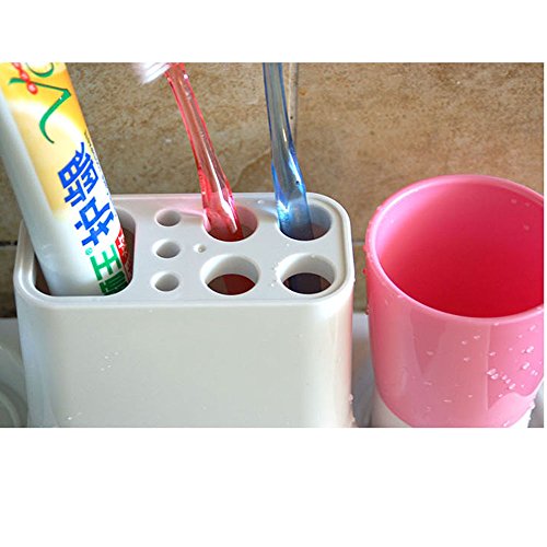 Image of Eslite Bathroom Toothbrush Toothpaste Stand Organizer Plastic Storage Rack Set