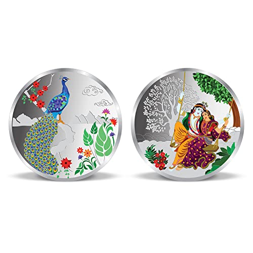 Image of Precious Moments Radha Krishna Silver Coin 10 Gram | 20 Gram | 50 Gram | 100 Gram BIS Hallmarked Round Square Flower Shaped 999 Purity with Gift Box by ACPL