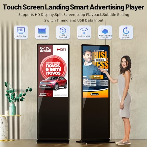 Image of JIYANG 32.5 Inch Indoor Touchscreen Digital Signage Displays Digital Interactive Kiosks LCD Totem Monitor with WiFi /USB Input Auto Media Player Android System