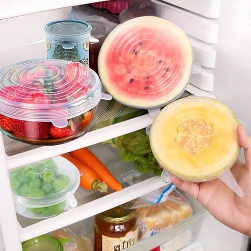 Frogetu 12PCS Silikon Deckel Universal Dehnbar,Silikondeckel Joghurtbecher,Silikon Deckel,Silikondeckel,Silikondeckel Dehnbar,Dehnbare Silikondeckel,Silicone Stretch Lids,Silikondeckel für Schüsseln