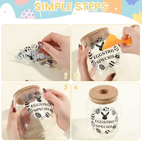 GLOBLELAND 18 Sheets Easter Bunny Eggs Rub on Transfer 3.9x3.6inch Rabbit Garland Carrot Home Decals Flower Leaves Cup Transfer Decals for Furniture Vase Glass Art Crafts Decorations - Image 3