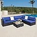 Peach Tree Outdoor Furniture All-Weather Sectional Wicker Sofa Set 7 PCs Patio Rattan Clearance with Washable Cushions and Coffee Table, Backyard, Pool