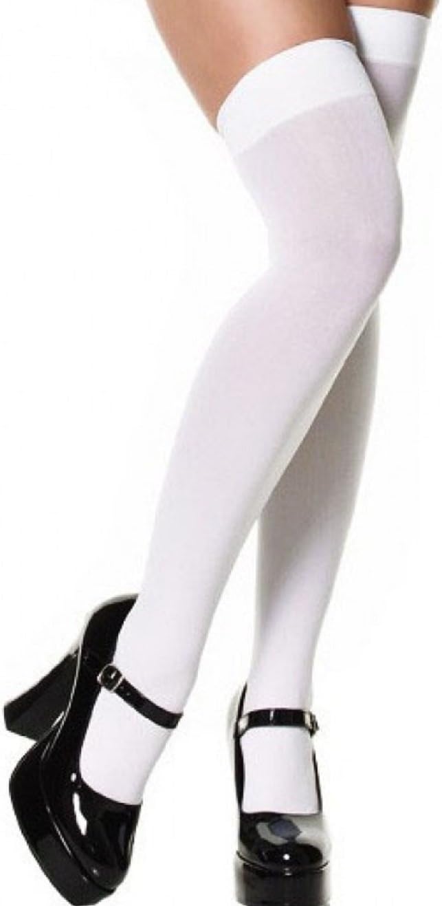 Vintage Style Sheer Nylon Stockings by Silver Legs - Black -Natural - Red - White (White)