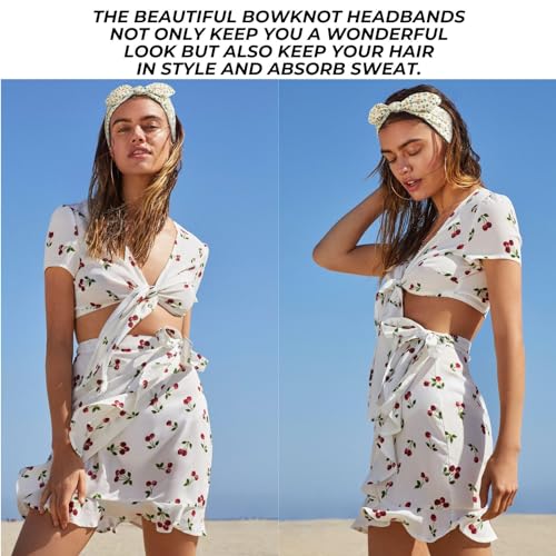 Image of 12 Pack Wild Floral Bow Headbands for Women Elastic Headwraps Hair Band Yoga Running Sports Knotted Headband Stretchy Rabbit Ears Turban Fashion Sport Cute Hair Accessories(Elastic Floral Hairbands)