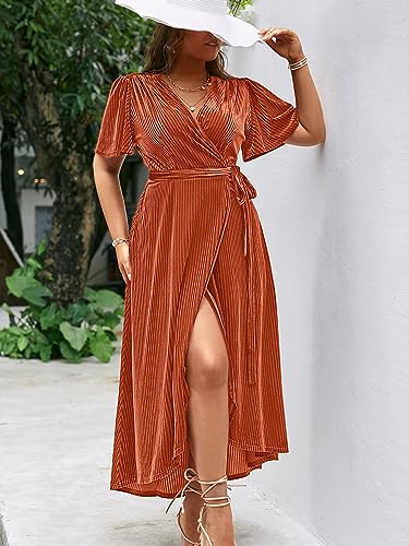 Image of BerryGo Women's Velvet V Neck Wrap Semi Formal Dress Cocktail Party Maxi Dress for Wedding Guest