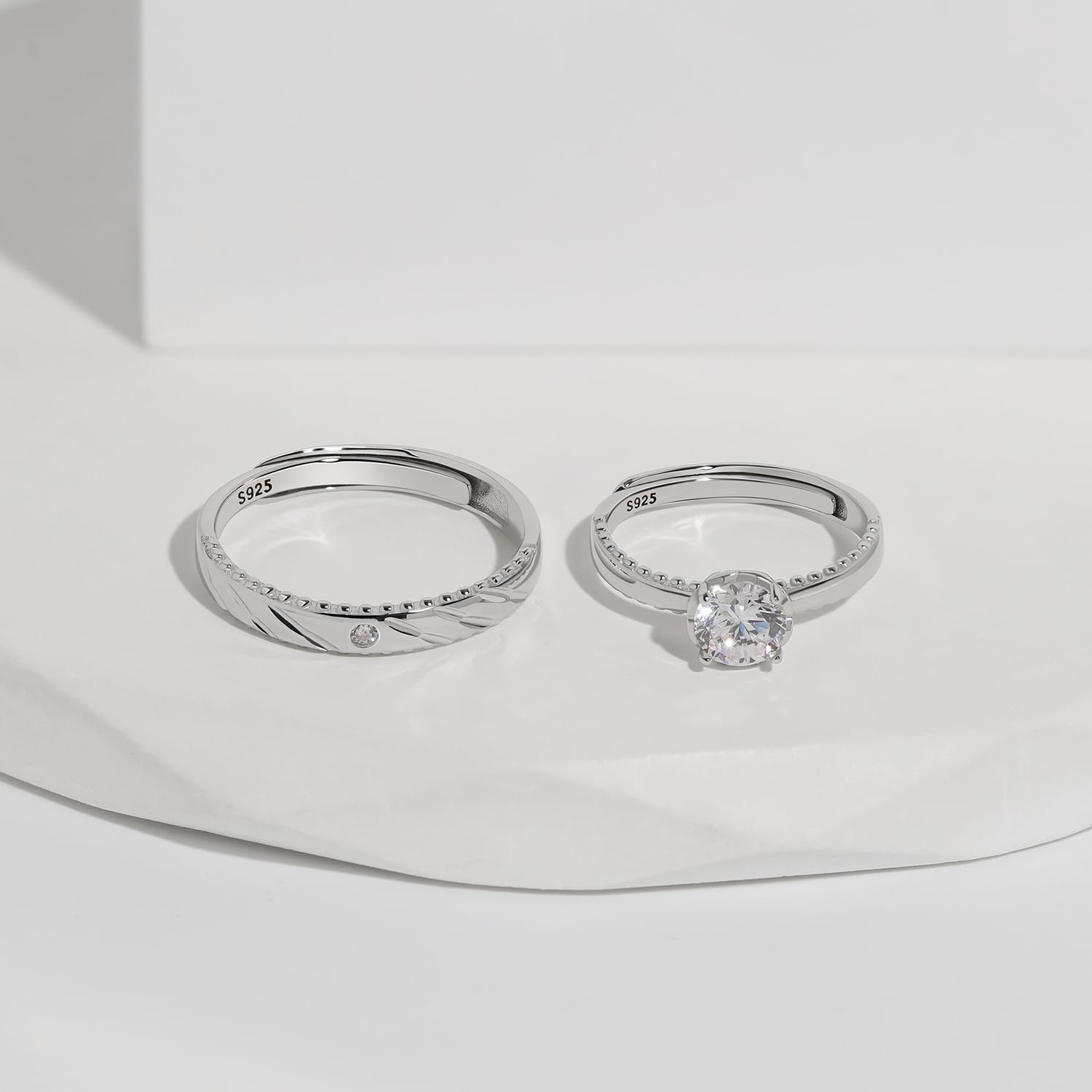 Meissa Fedi Nuziali in Argento per Donna – Anelli Promessa Regolabili con Diamante CZ da 0,5 ct – Anelli da Coppia Fatti a Mano per Anniversario e Fidanzamento