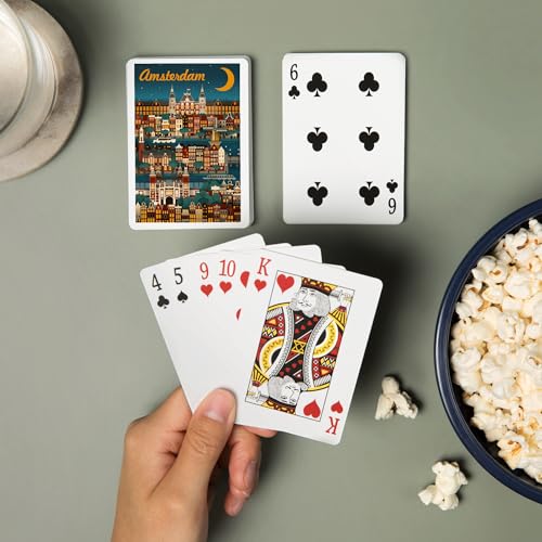 Lantern Press Amsterdam Retro Skyline Naipes Poker miniatura 2