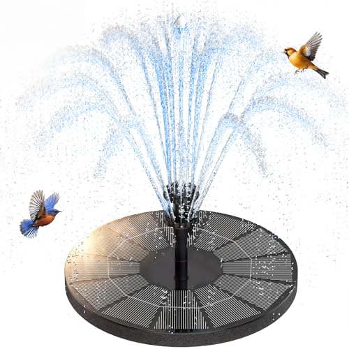 AISITIN Fontaine Solaire Extérieur 3.5W, Flottante Pompe Bassin Solaire avec Batterie et 6 Buses, pour Bain d'oiseaux Etang Jardin Fontaine (3.5W)