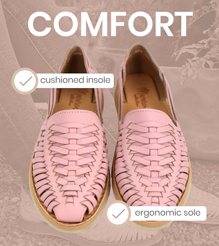 Image of Macarena Collection Womens Shoes Leather Sandal Flat for Women | Huarache Handmade Mexican Sandals | Comfortable & Stylish Womens Sandals 3050