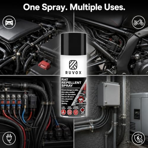 Image of Rat Repellent Spray for Cars & Bikes 200ml | Non-Toxic Anti Rat Spray for Car Wire Protection | Prevents Rat Damage to Wiring & Outdoor Utilities | Long Lasting 6-8 Weeks Protection | Highly Effective Formula