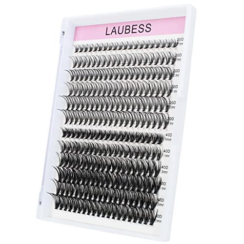 Image of Eyelash Clusters LAUBESS Lash Clusters Individual Lashes Cluster Eyelash Extensions DIY at Home Waterproof Cluster Lashes (20D /40D-D-Mix9-16)