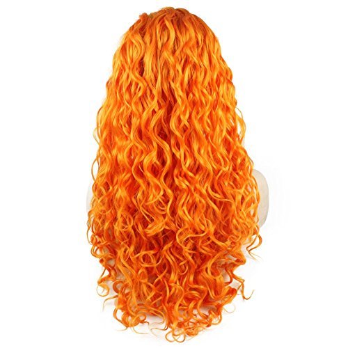 Miniatura 2 de Mxangel - Peluca de encaje frontal sintética resistente al calor (naranja)