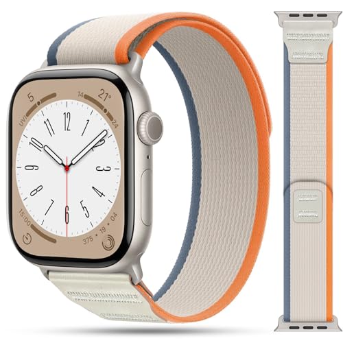 Image of MRAIN-H Nylon Leather Design Compatible with Apple Watch Bands for Men Women Ultra 3 2 1 Series 11 10 9 8 7 6 5 4 SE 3 2, Soft Stretchy Sport Band for iWatch 49mm 46mm 45mm 44mm