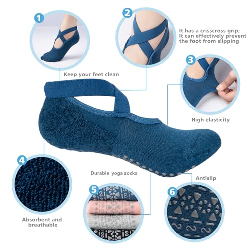 BKP Yoga Socks for Women,Pilates Socks Non Slip Grip Socks Suitable for Ballet,Plasticity,Dance,Home,Training - Image 4