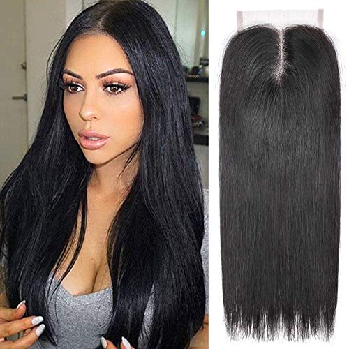 Lace Closure Middle Part Brazilian Virgin Hair Straight Unprocessed Human Hair Lace Closure Top Closure (8", Straight)
