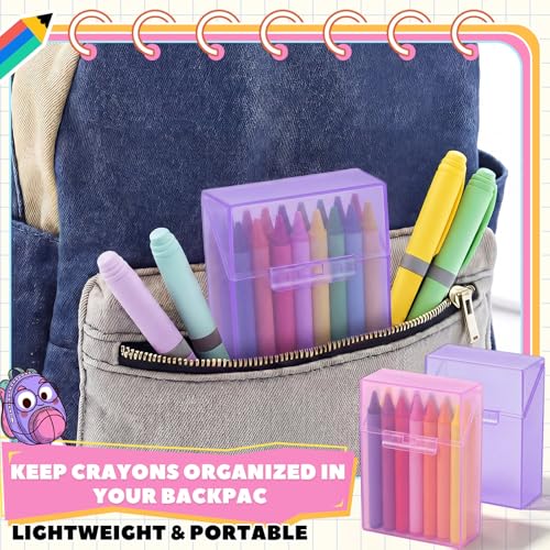Image of Clabby 2 Pcs Clear Plastic Crayon Boxes Hold 24 Count, Purple,Pink
