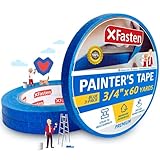 XFasten Professional Blue Painters Tape, Multi-Use, 3/4 Inches x 60 Yards (3-Pack) - Produces Sharp Lines and Residue-Free Artisan Grade Clean Release Wall Trim Tape