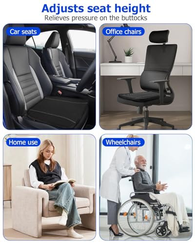 Zofory Autositzkissen aus Memory Foam, Sitzerhöhung Auto, Auto Fahrersitz Sitzkissen, Linderung von Rückenschmerzen, für Bürostühle, Autos und Lastwagen (Schwarz)