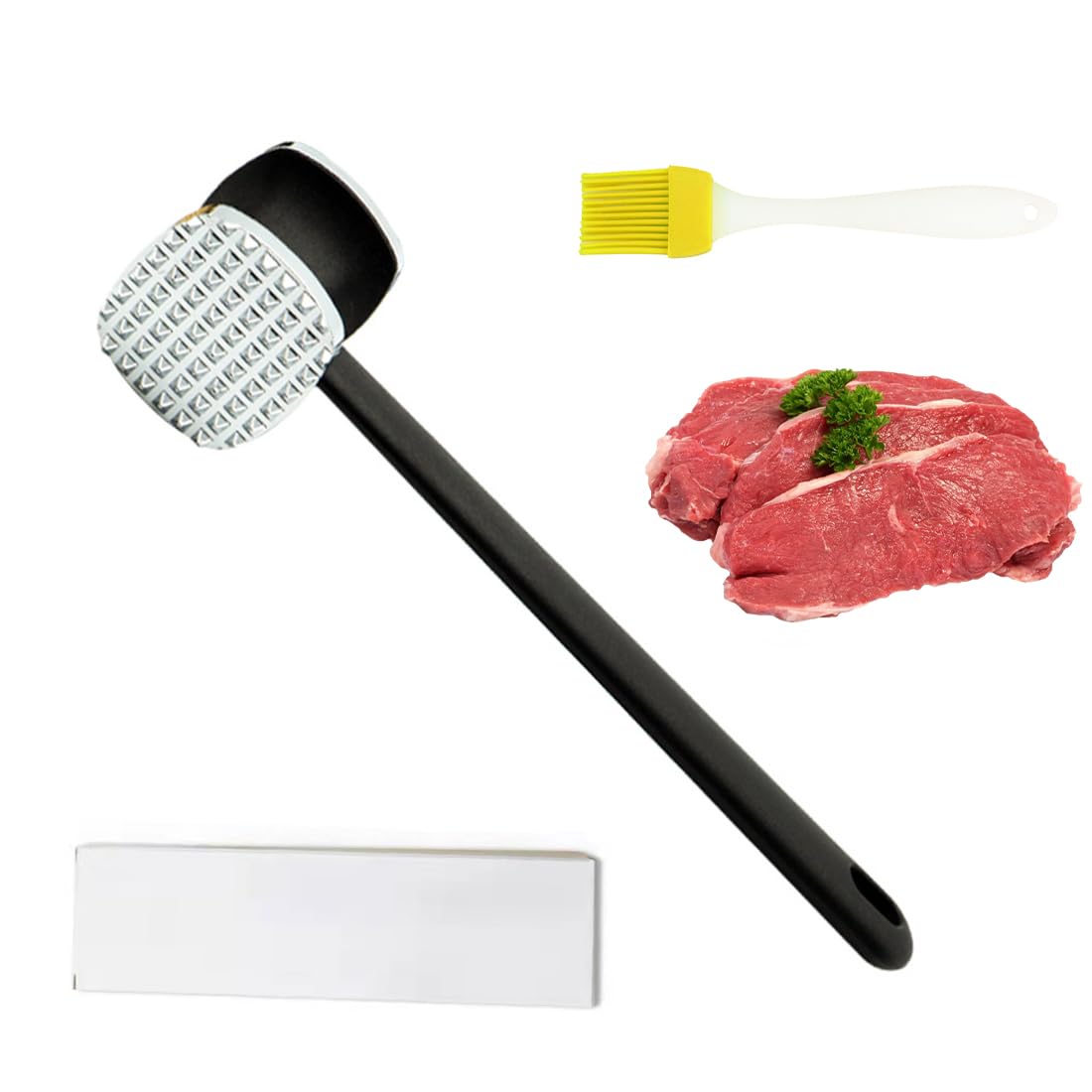 Marteau à Attendrir La Viande Double Face - Inox - 150g - Face à Pointes Et Face Plate - Pour Steak, Poulet