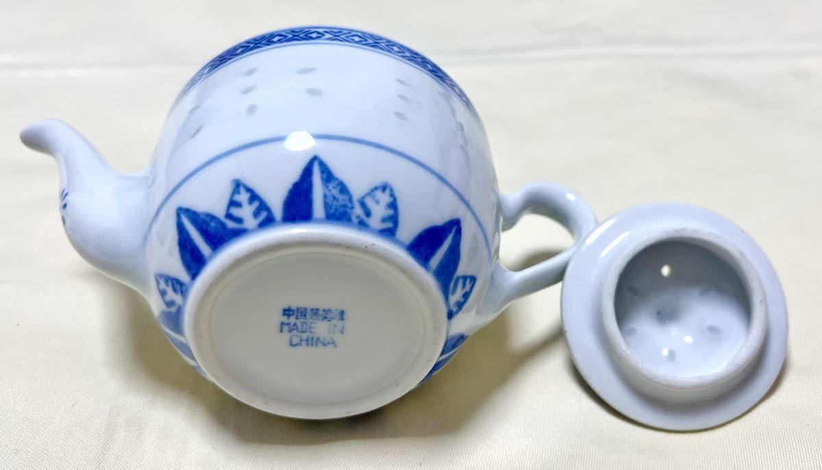 Amazon.co.jp: 中国景徳鎮 ホタル蛍焼 急須＆龍紋湯呑み5客 茶器セット