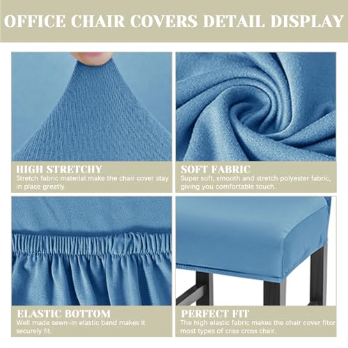 Image of Bar Stool Covers Counter Chair Slipcovers Set of 2,Blue | Stretch Barstool Seat Covers,Washable Removable Pub Tall Stool Slipcover,Bar Chair Cover for Kitchen Dining Room Cafe