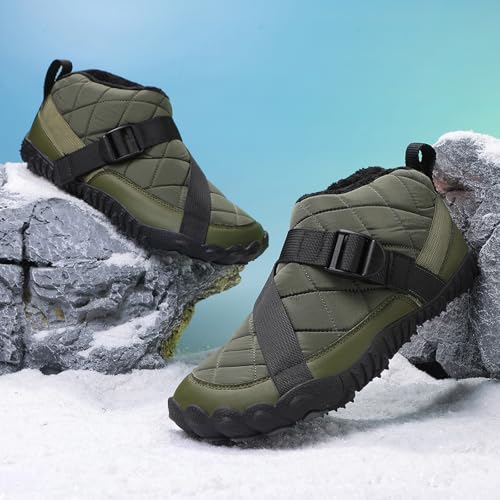 Image of Hike Winter Footwear Barefoot Boots Mens Womens, Waterproof Winter Snow Boots, Warm Ankle Booties, Wide Toe Barefoot Hiking Boots, Non-Slip Zero Drop Sole Hike Shoes for Hiking Walking Outdoor