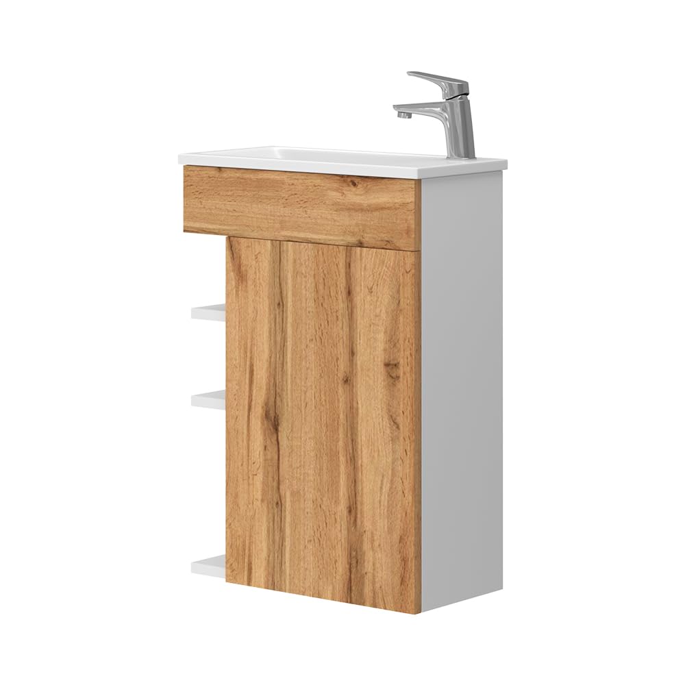 Vicco Set mobili bagno Amadeo, Rovere dorato, 50 cm, composto da mobile sottolavabo e lavabo