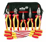 Wiha 32390 Insulated Pliers, Cutters & Drivers. 1000 Volt, In Canvas Tool Bag, 11 Piece