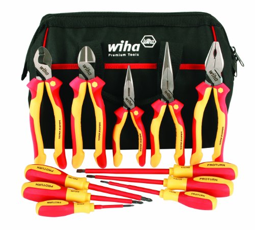 Wiha 32390 Insulated Pliers, Cutters & Drivers. 1000 Volt, In Canvas Tool Bag, 11 Piece