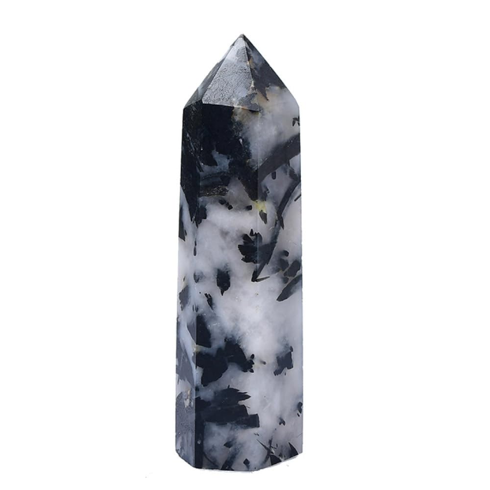 Pierre de Tourmaline Noire et Quartz en Prisme Hexagonal d'Exception de 61,70 mm
