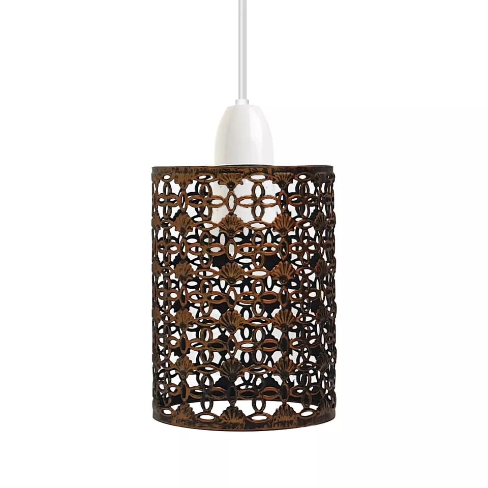 LEDSone Moderne, einfach zu montierende E27-Sockel, industrielle Metall-Hängelampe, Lampe im Käfig-Stil, Deckenlampenschirm, geeignet für Schlafzimmer, Wohnzimmer, Küche usw. (gebürstetes Kupfer)