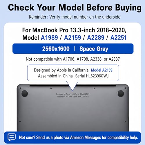 Image of Screen Replacement for MacBook Pro 13.3 inch A1989 A2159 A2289 A2251, 2018 2019 2020 LCD Display Screen Assembly, Silver