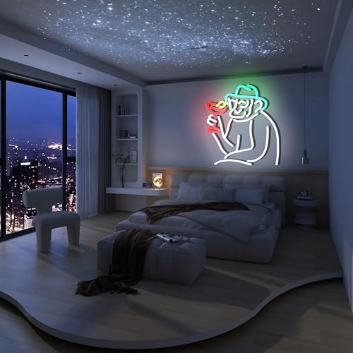 Image of Monkey Cocktail Retro Bar Neon Sign Cocktails Bar Neon Light Up Sign Dimmable for Room Wall Decor Man Cave Game Room 12.6 inchx13.6 inch