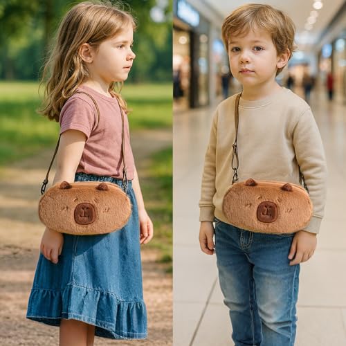 Capybara Crossbody Bag Cute Plush Phone Bag,Small Fluffy Zipper Pouch with Fluffy Adjustable shoulder strap Gifts for Kids Womens3