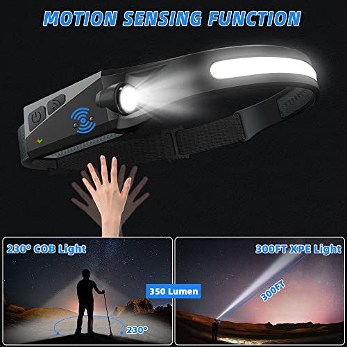 Headlamp-Rechargeable-3Pack-LED-Headlamp-Flashlight-with-Motion-Sensor-230-COB-Wide-Beam-Head-Lamp-5Mode-Head-Lights-for-Forehead-Waterproof-Bright-Headlamps-for-Adults-Running-Camping