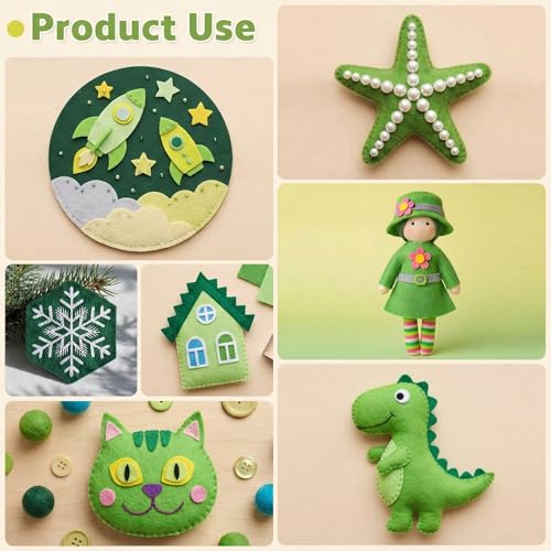 Image of WILLBOND 12 Pcs Large Felt Sheets 37 x 20 Inch 1.2 mm Green Series | Soft Fabric by Yard for DIY Decor, Graduation Gift Sewing, 12 Assorted Colored Felt Sheets for Crafts, Versatile Use