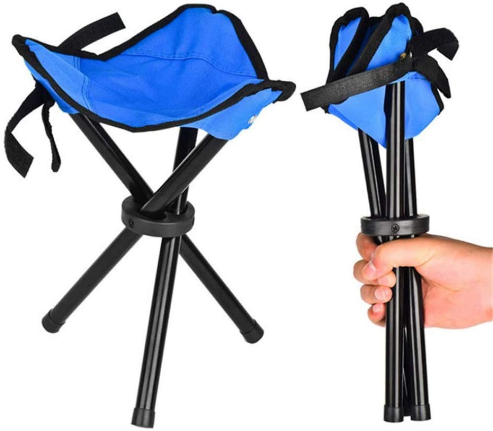 Taburete De Camping con Trípode Plegable, Silla Slacker, Taburetes De Camping con Trípode Ligero para Camping, Pesca, Senderismo-Blue